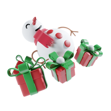 Bonhomme de neige avec cadeau  3D Icon