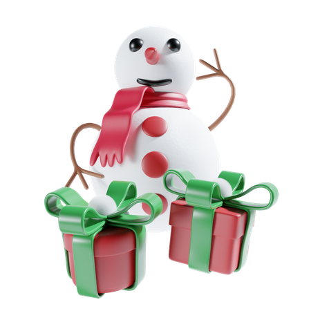 Bonhomme de neige avec cadeau  3D Icon