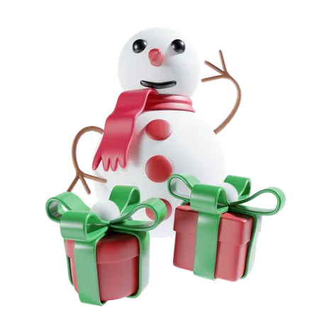 Bonhomme de neige avec cadeau  3D Icon