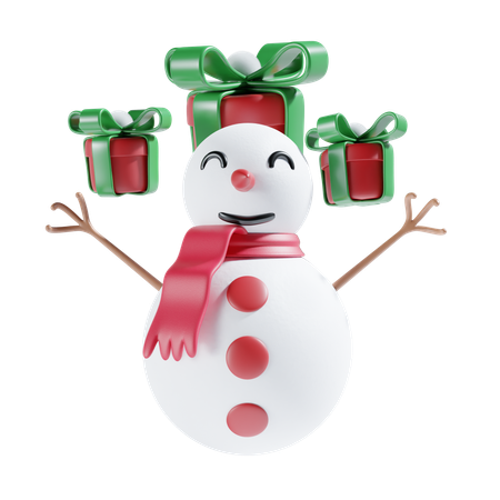 Bonhomme de neige avec cadeau  3D Icon