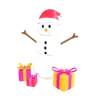 bonhomme de neige avec des cadeaux