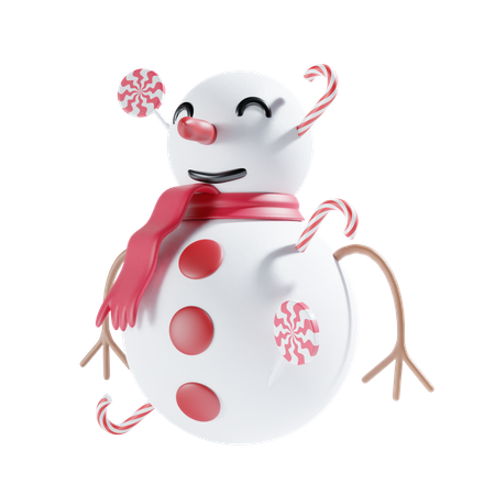 Bonhomme de neige avec des bonbons  3D Icon