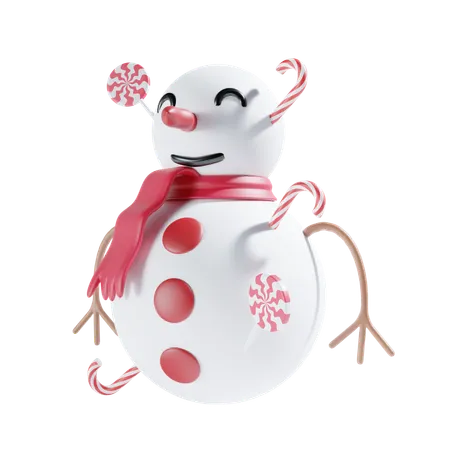 Bonhomme de neige avec des bonbons  3D Icon