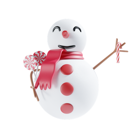 Bonhomme de neige avec des bonbons  3D Icon