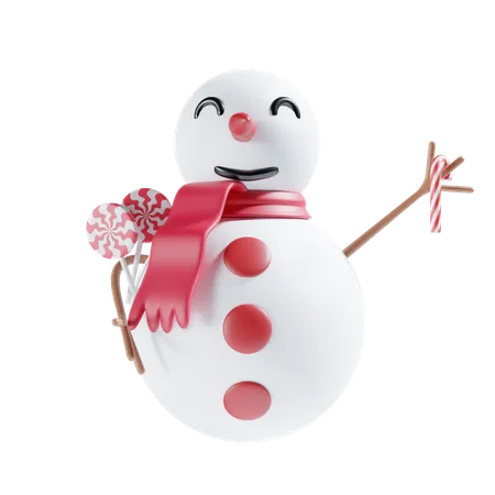 Bonhomme de neige avec des bonbons  3D Icon