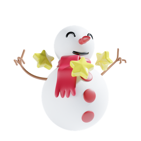 Bonhomme de neige avec étoile  3D Icon