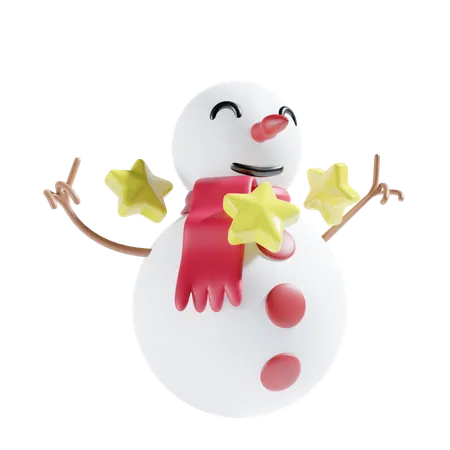 Bonhomme de neige avec étoile  3D Icon