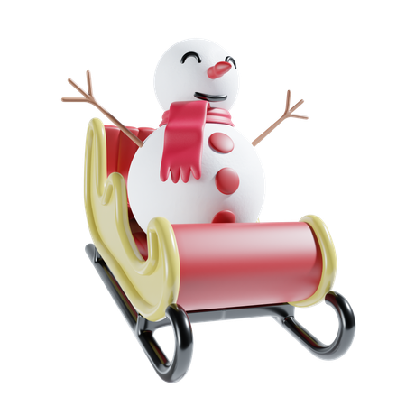 Bonhomme de neige avec luge  3D Icon