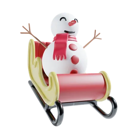 Bonhomme de neige avec luge  3D Icon