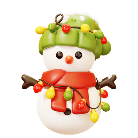 Bonhomme de neige avec lumière de Noël  3D Icon