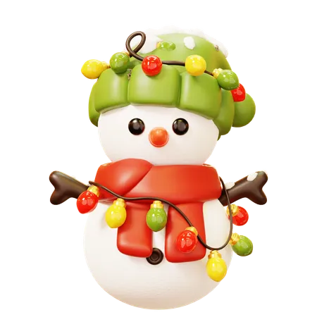 Bonhomme de neige avec lumière de Noël  3D Icon