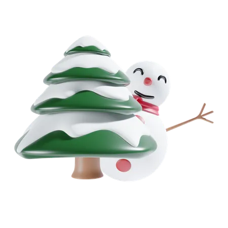 Bonhomme de neige avec pin  3D Icon