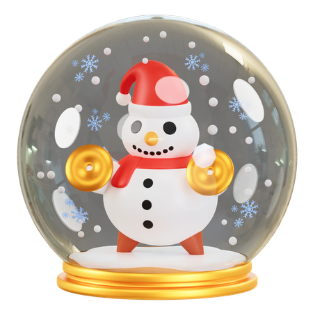 Boule de verre bonhomme de neige  3D Icon