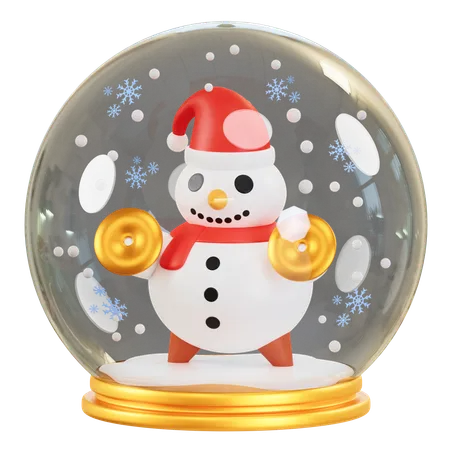 Boule de verre bonhomme de neige  3D Icon