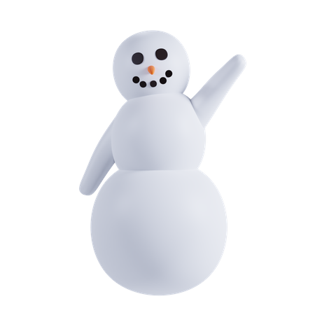 Bonhomme de neige dit en agitant la main  3D Illustration