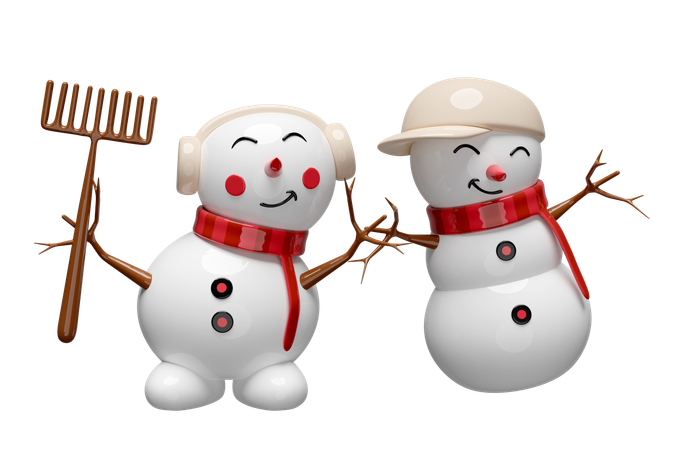 Bonhomme de neige et ami  3D Illustration