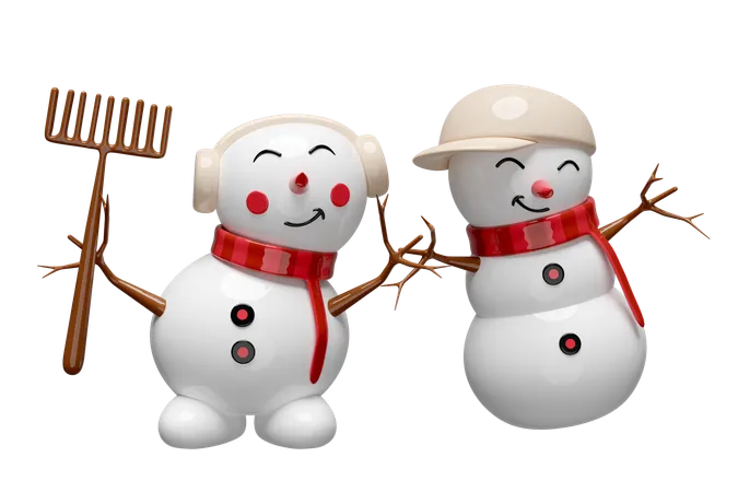 Bonhomme de neige et ami  3D Illustration