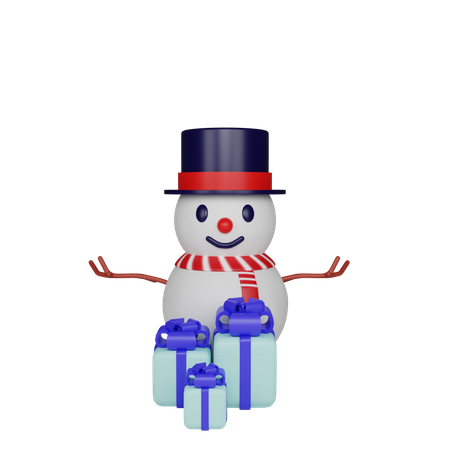 Bonhomme de neige et cadeaux  3D Icon