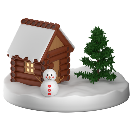 Bonhomme de neige et maison de neige  3D Icon