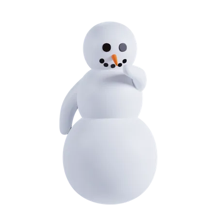 Bonhomme de neige qui pense à quelque chose  3D Illustration