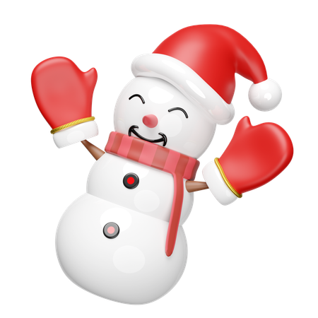 Bonhomme de neige souriant profite de Noël  3D Illustration