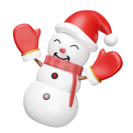 Bonhomme de neige souriant profite de Noël  3D Illustration