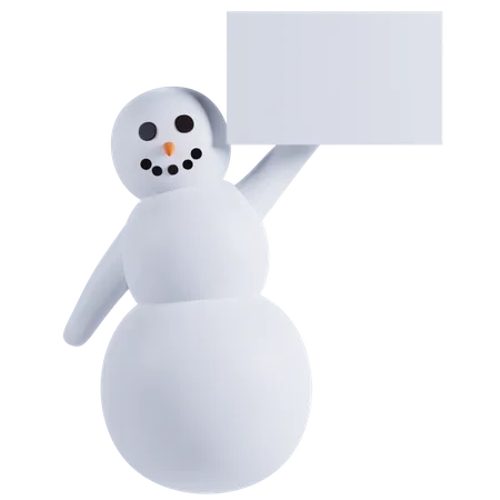 Bonhomme de neige tenant une pancarte  3D Illustration