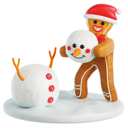 Bonhomme en pain d'épice faire un bonhomme de neige  3D Icon