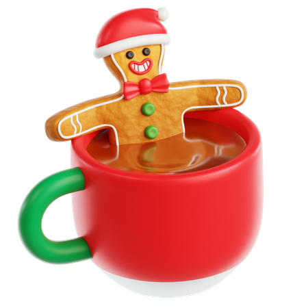 Bonhomme en pain d'épice trempé dans la tasse  3D Icon