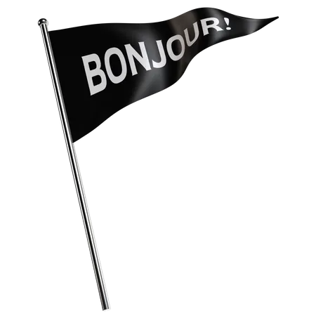 Bonjour Flag 3D Illustration