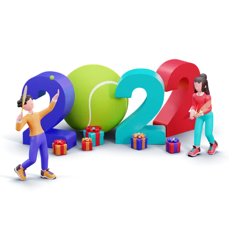 Bonne année 2022  3D Illustration
