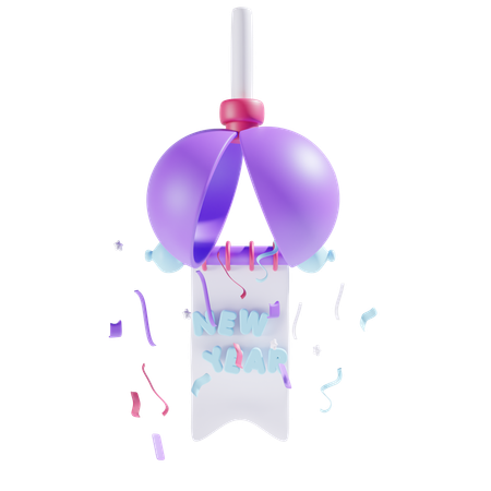 Bonne année avec des confettis  3D Icon