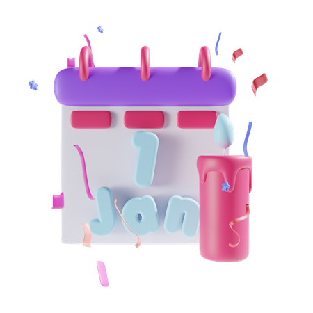 Bonne année avec des confettis  3D Icon