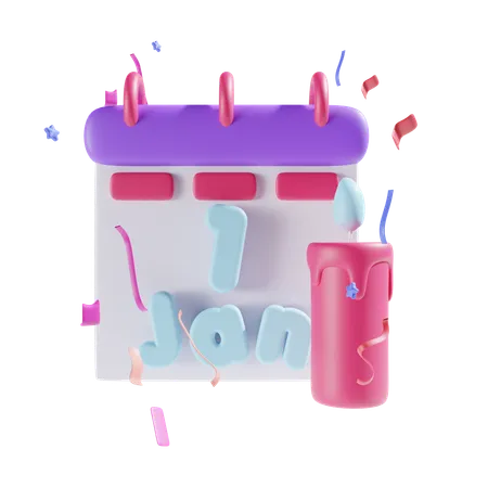 Bonne année avec des confettis  3D Icon