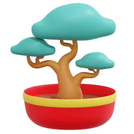 Bonsai Tree In Pot Chinese New Year 3 D Icon Illustration 3D Icon