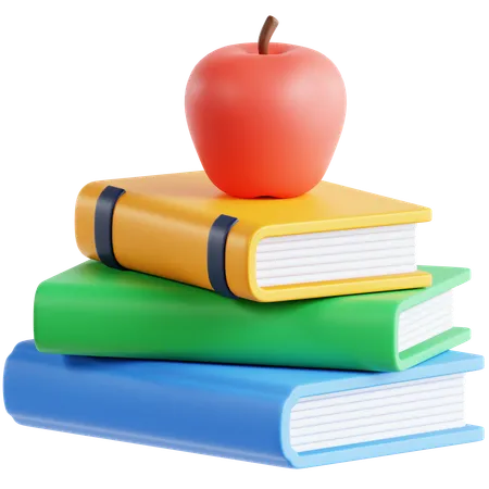 Book And Apple 3 D Icon 3D Icon