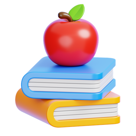 Book And Apple  3D Icon