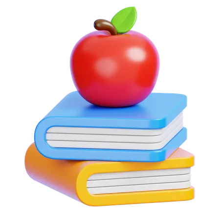 Book And Apple  3D Icon