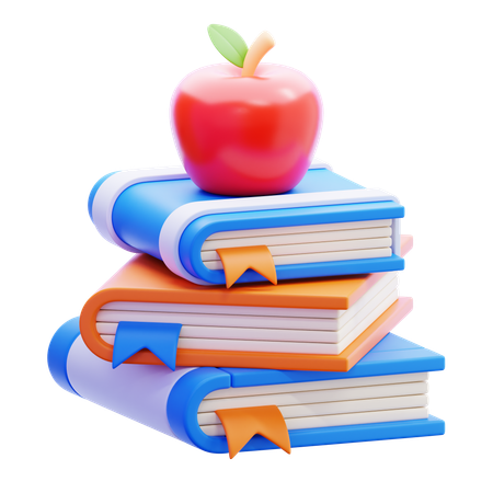 Book and Apple  3D Icon