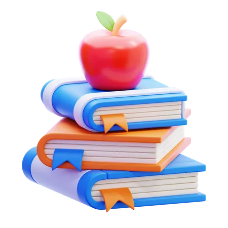 Book and Apple  3D Icon