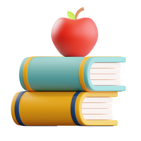 Book And Apple  3D Icon