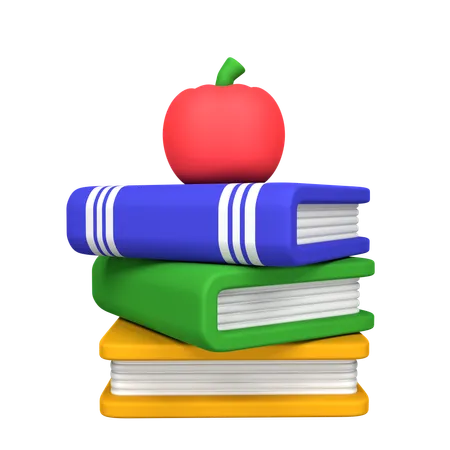 Book And Apple  3D Icon