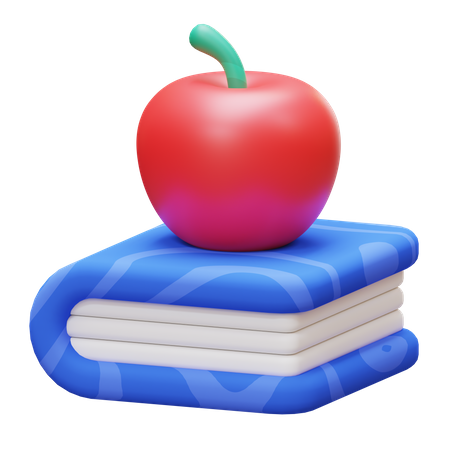 Book And Apple  3D Icon