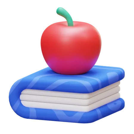 Book And Apple  3D Icon