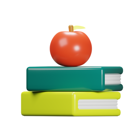 Book And Apple  3D Icon