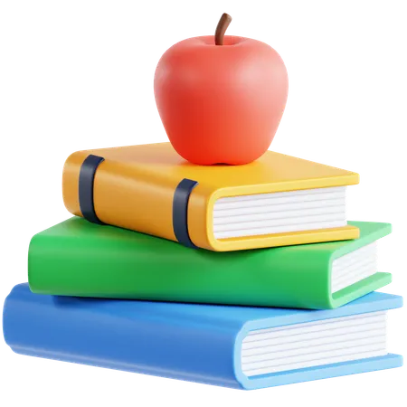 Book and Apple  3D Icon