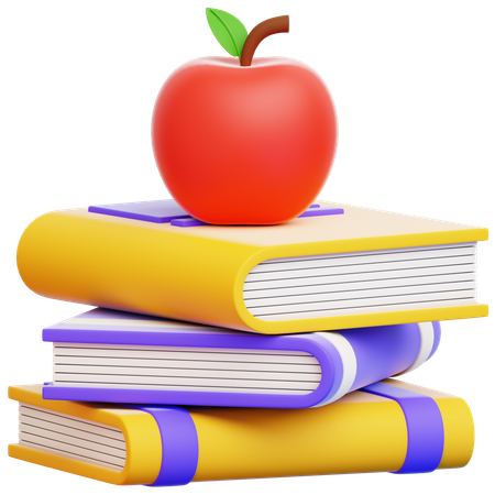Book and Apple  3D Icon