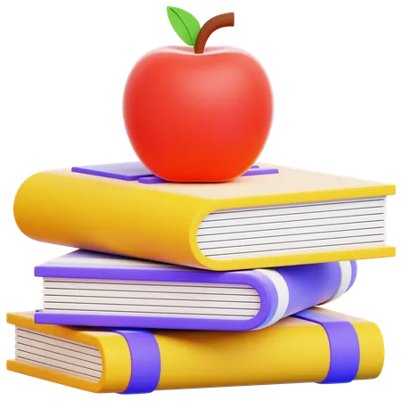 Book and Apple  3D Icon