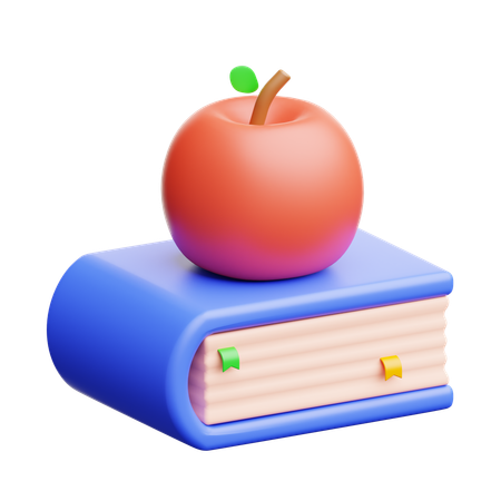 Book And Apple  3D Icon