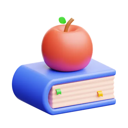 Book And Apple  3D Icon